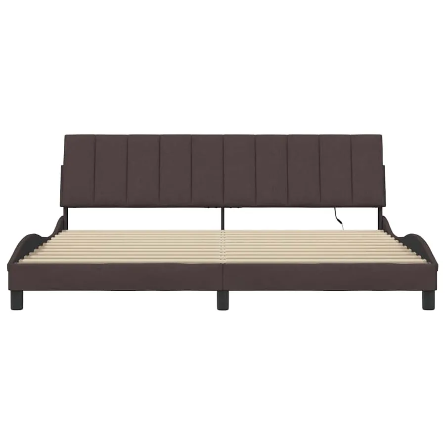 Cadre de lit sans matelas Hanko marron foncé 200x200 cm tissu - 6