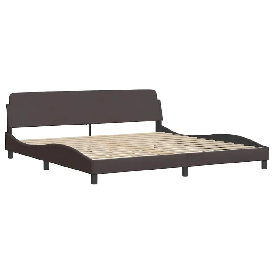 Cadre de lit sans matelas Hanko marron foncé 200x200 cm tissu - 7