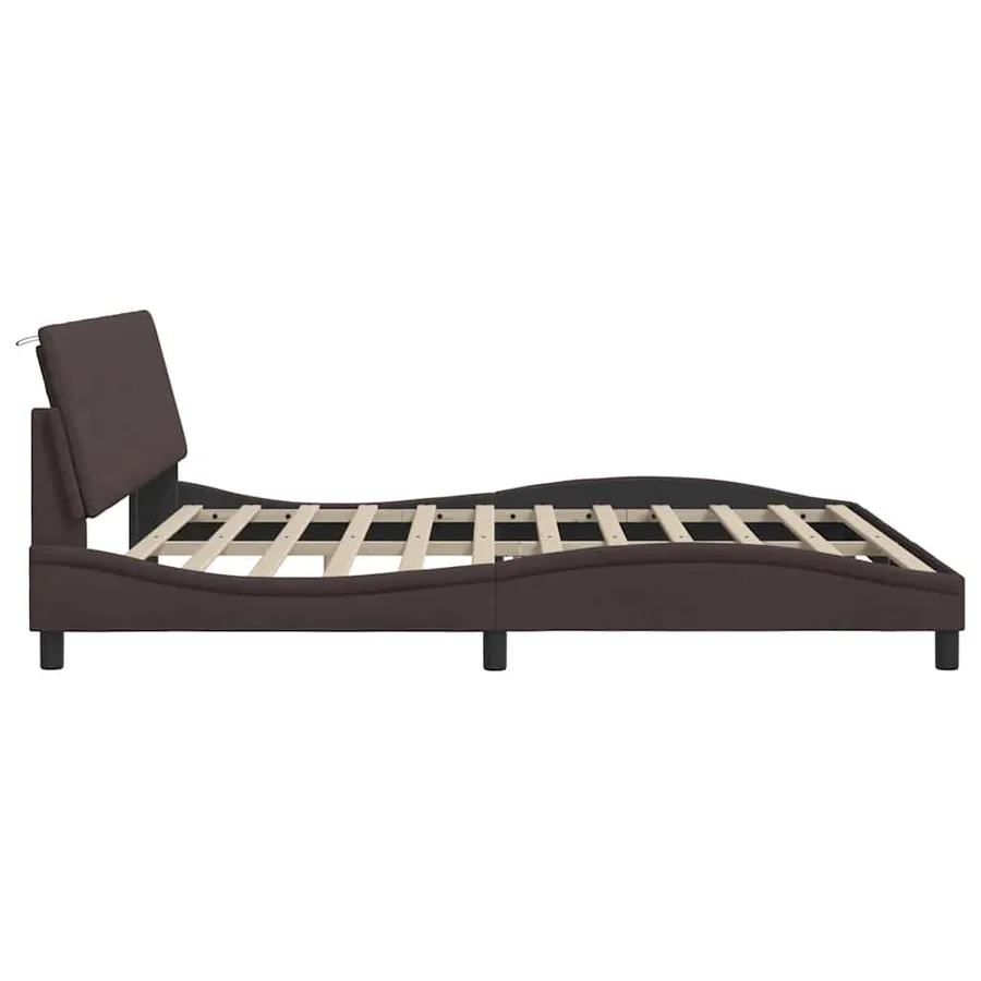 Cadre de lit sans matelas Hanko marron foncé 200x200 cm tissu - 9