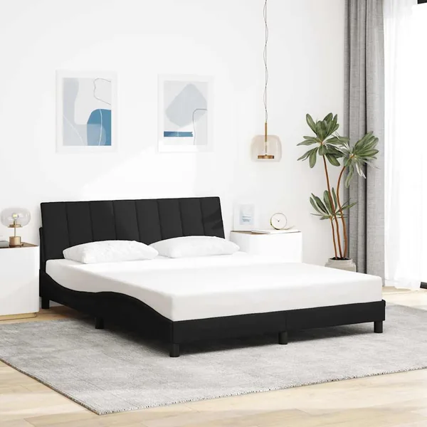 Cadre de lit sans matelas Hanko noir 160x200 cm tissu