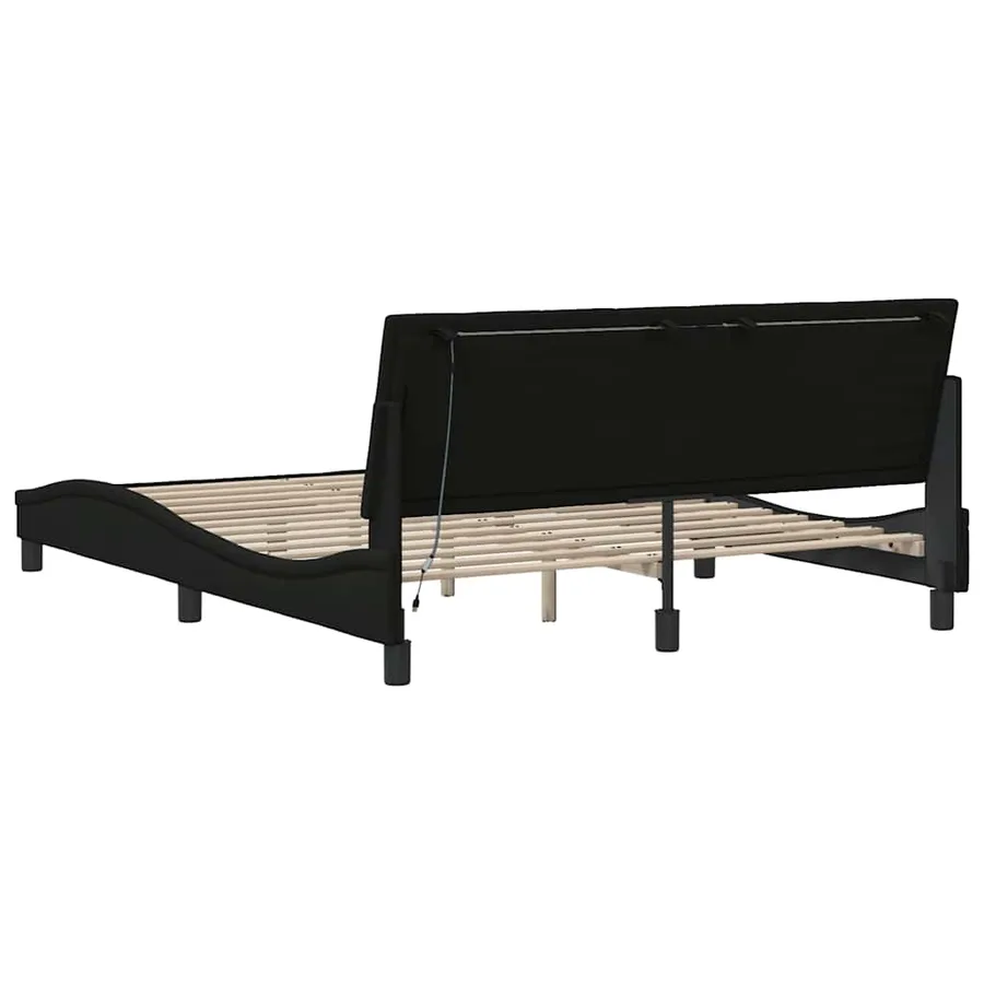 Cadre de lit sans matelas Hanko noir 160x200 cm tissu - 10