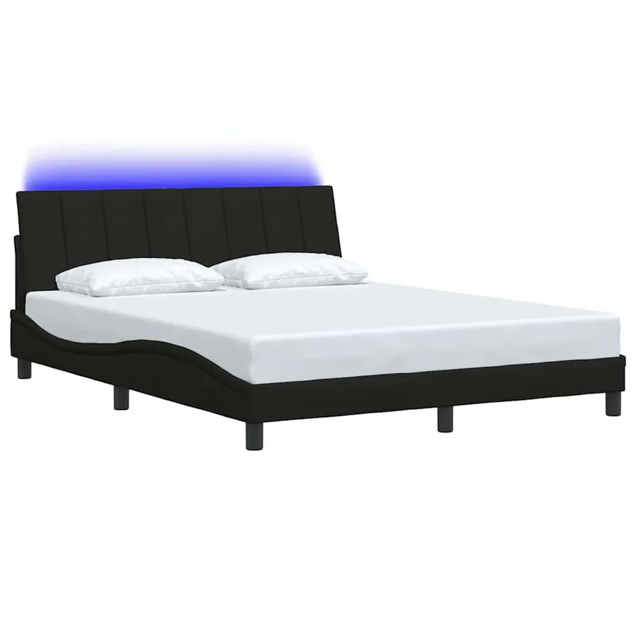 Cadre de lit sans matelas Hanko noir 160x200 cm tissu - 3