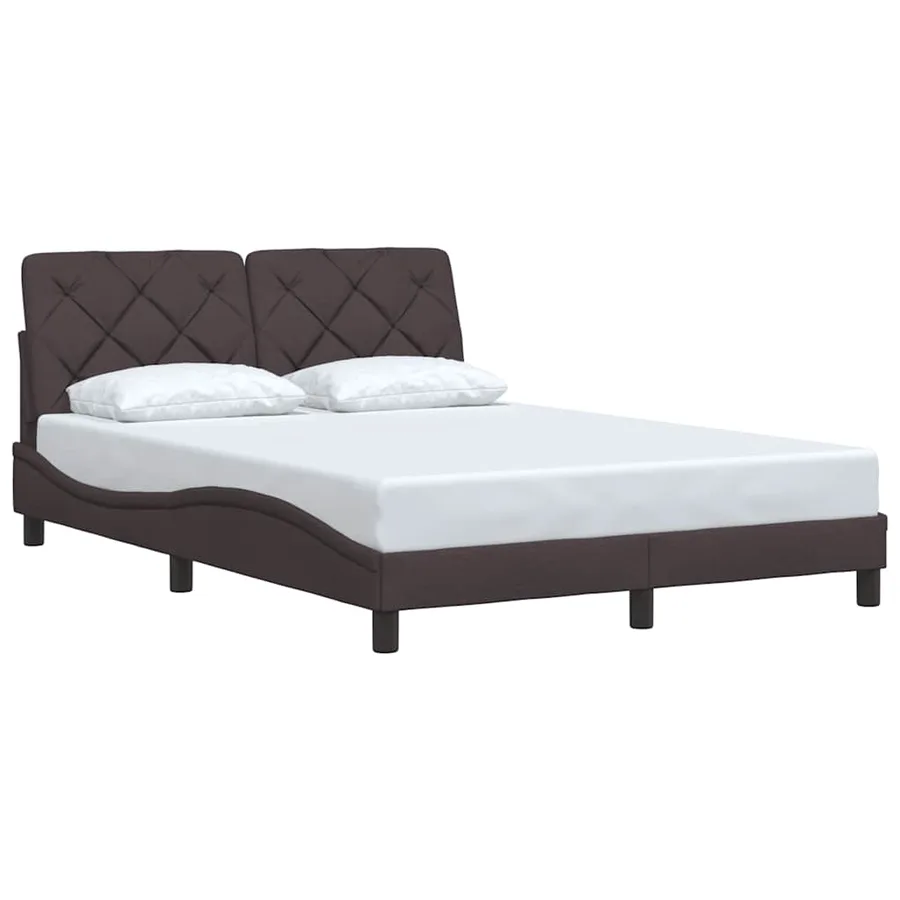Cadre de lit sans matelas marron foncé 140x200 cm tissu - 2