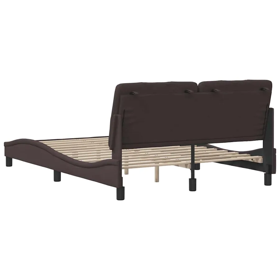 Cadre de lit sans matelas marron foncé 140x200 cm tissu - 9
