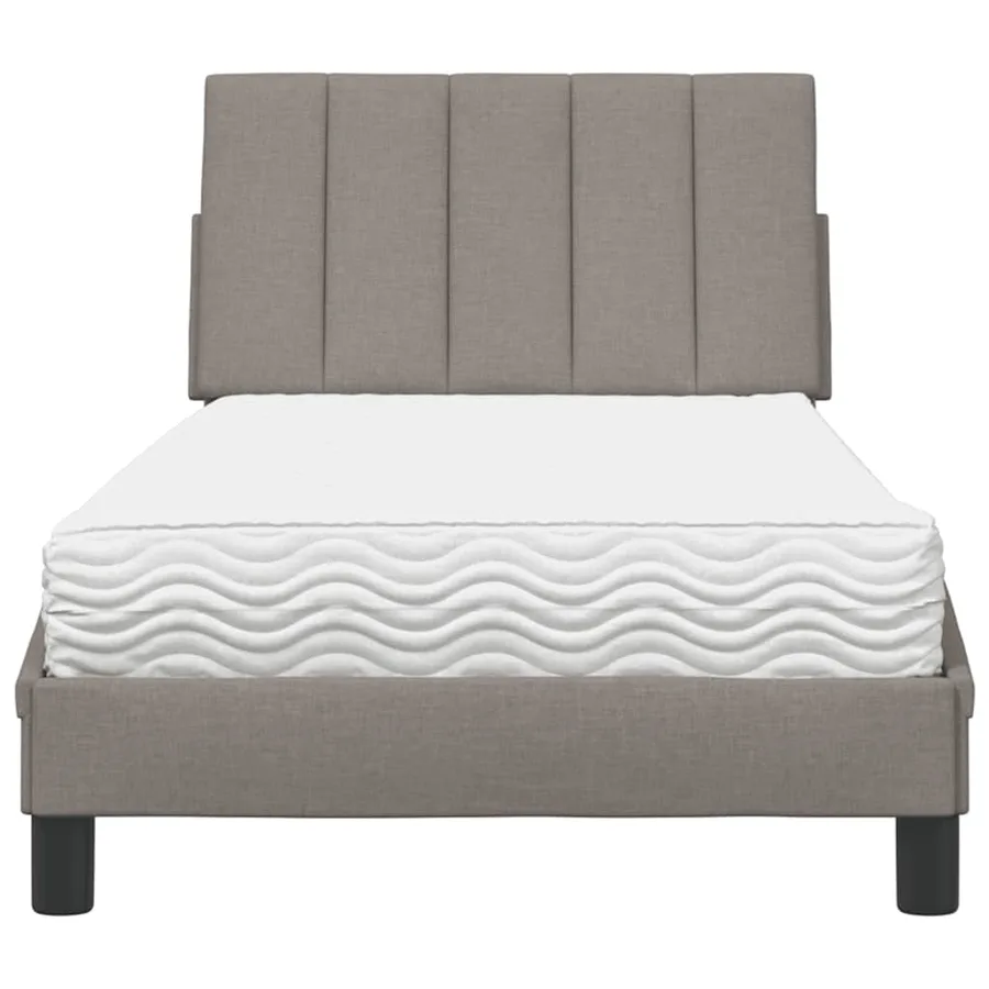 Lit avec matelas Hanko taupe 80x200 cm tissu - 5
