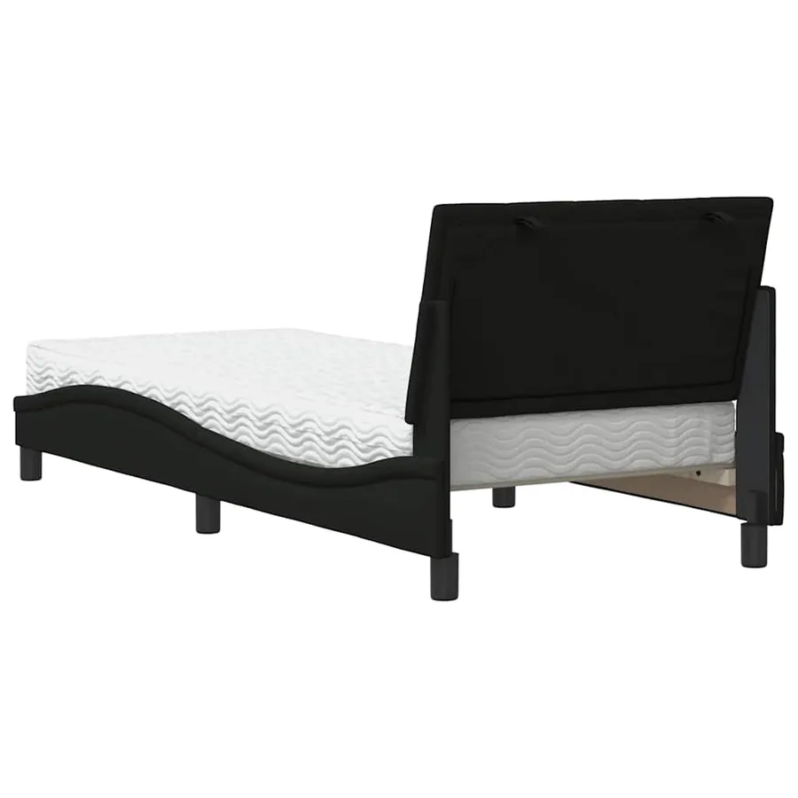 Lit avec matelas Hanko noir 80x200 cm tissu - 7
