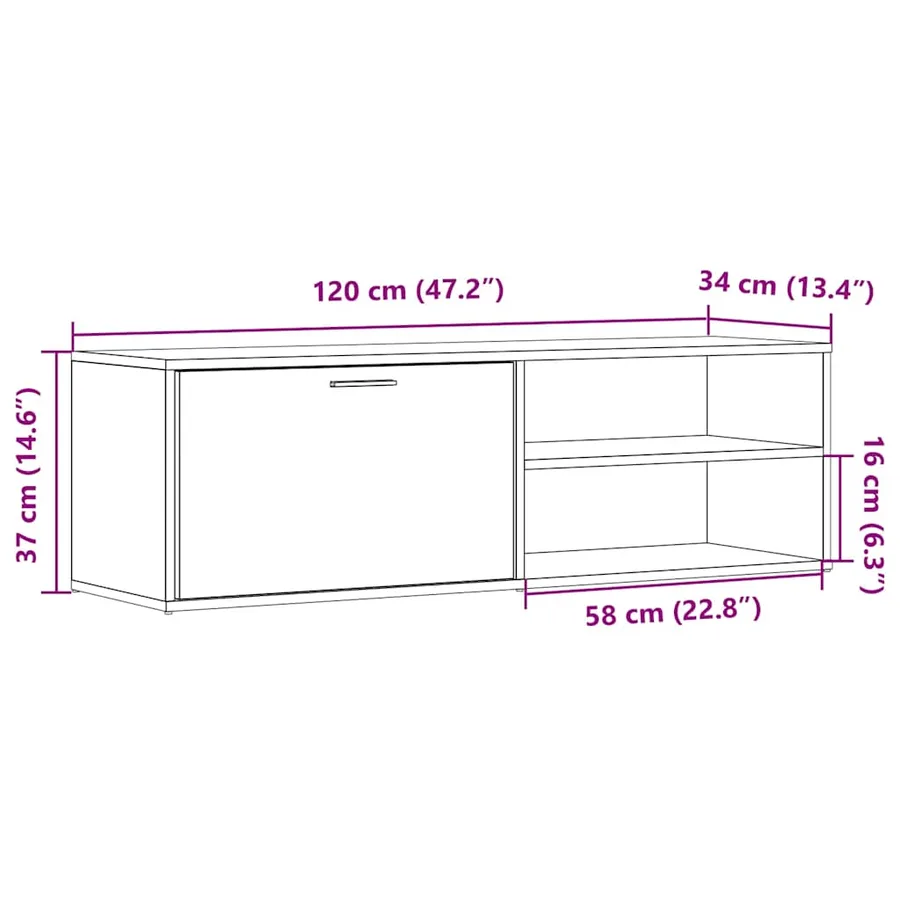 Meuble TV vieux bois 120x34x37 cm bois d'ingénierie - 11