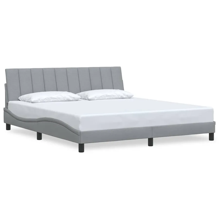 Cadre de lit sans matelas Hanko gris clair 180x200 cm tissu - 2