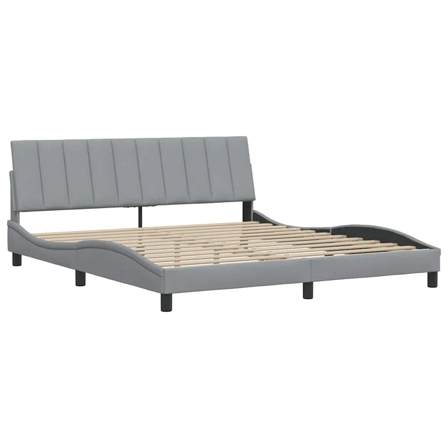 Cadre de lit sans matelas Hanko gris clair 180x200 cm tissu - 7