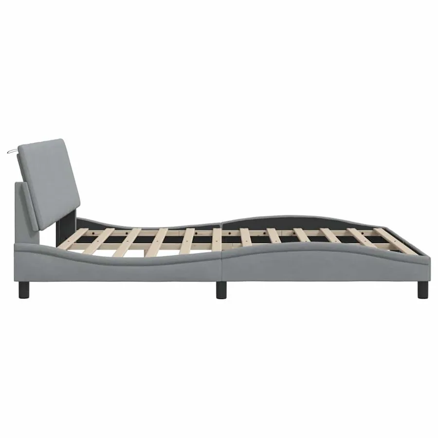 Cadre de lit sans matelas Hanko gris clair 180x200 cm tissu - 8