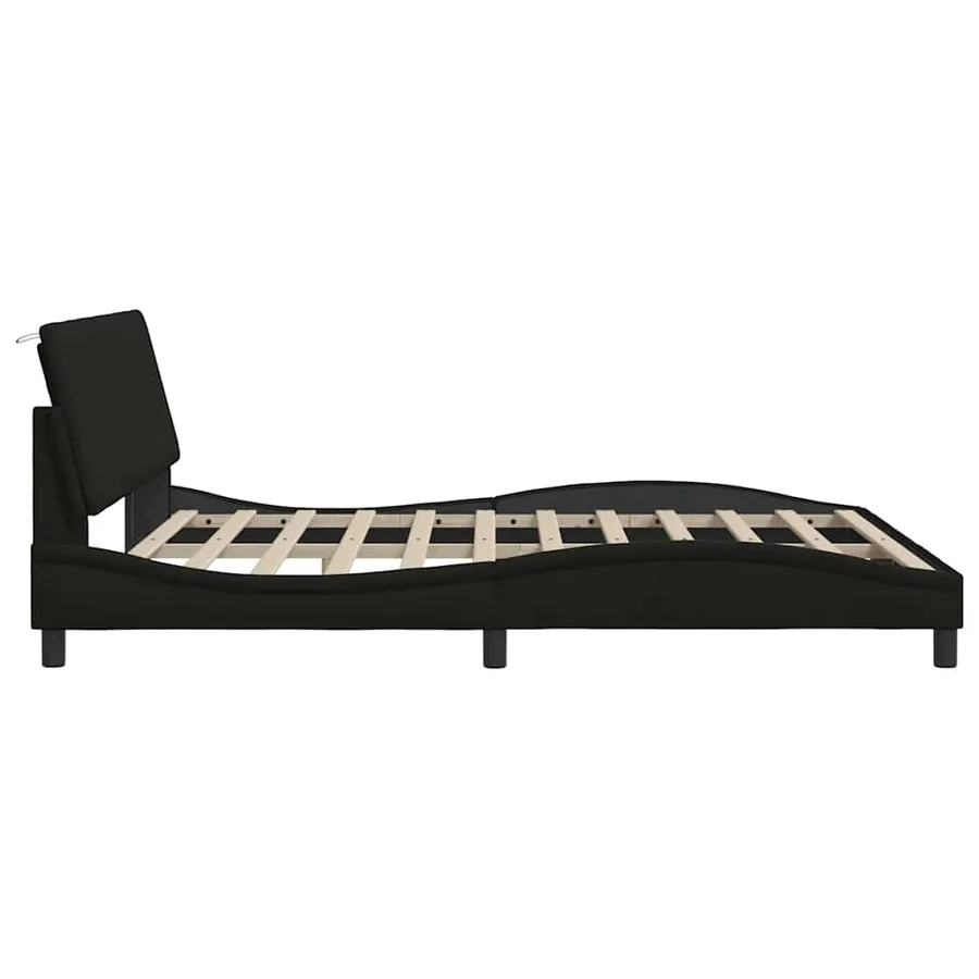 Cadre de lit sans matelas Hanko noir 180x200 cm tissu - 8