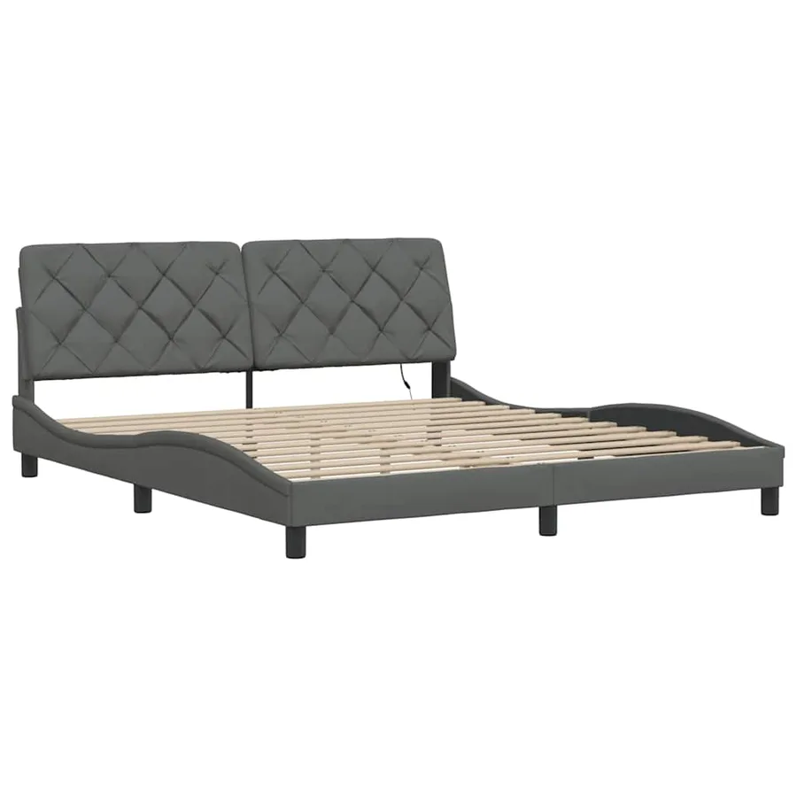 Cadre de lit avec LED sans matelas gris foncé 180x200 cm tissu - 5