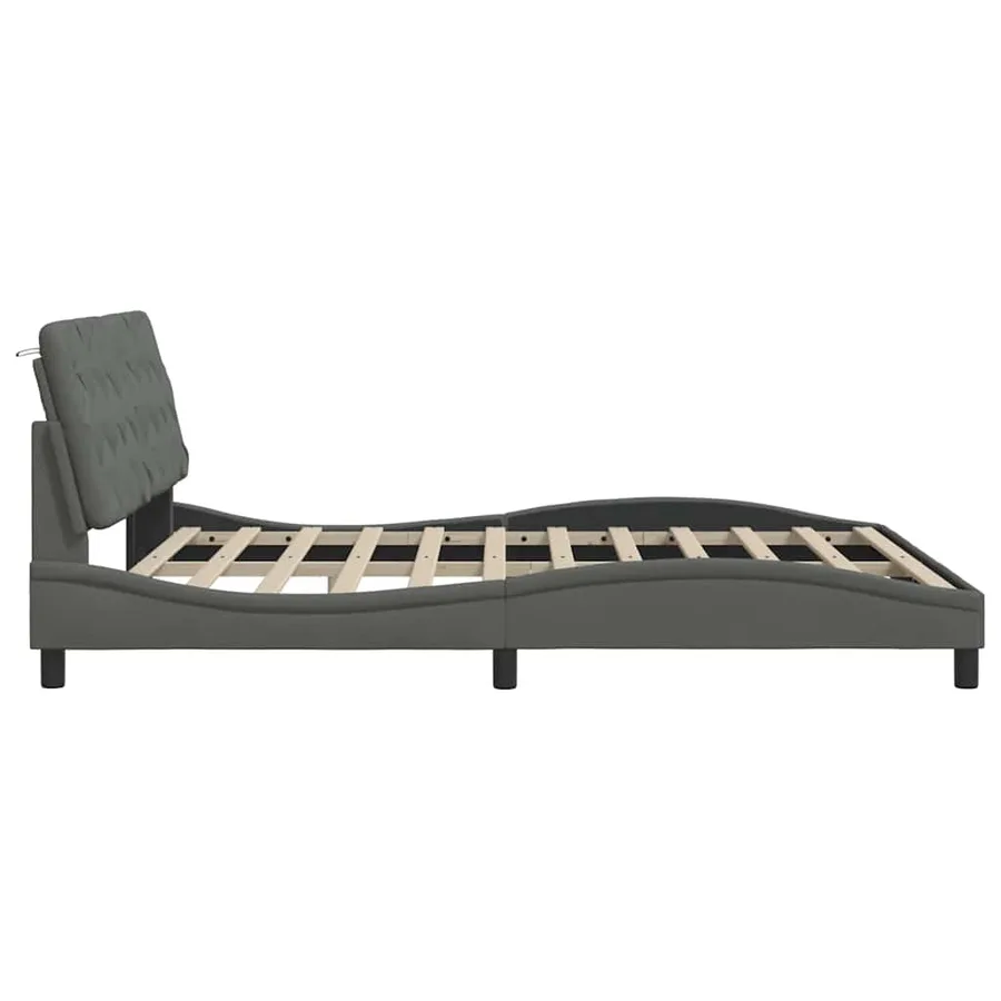 Cadre de lit avec LED sans matelas gris foncé 180x200 cm tissu - 9