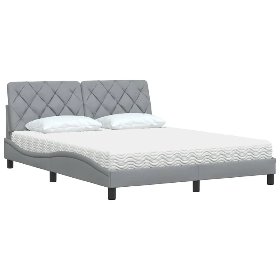 Lit avec matelas gris clair 160x200 cm tissu - 4