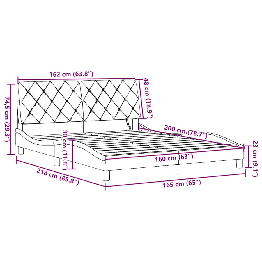 Cadre de lit avec LED sans matelas gris clair 160x200 cm tissu - 15