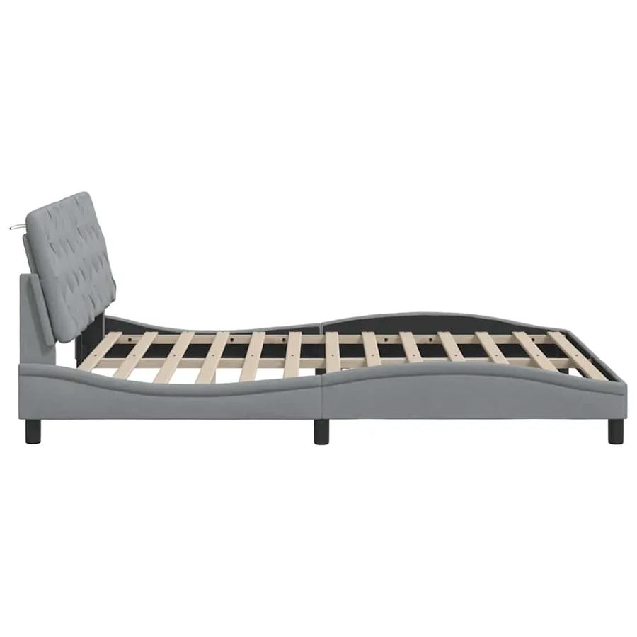Cadre de lit avec LED sans matelas gris clair 160x200 cm tissu - 9