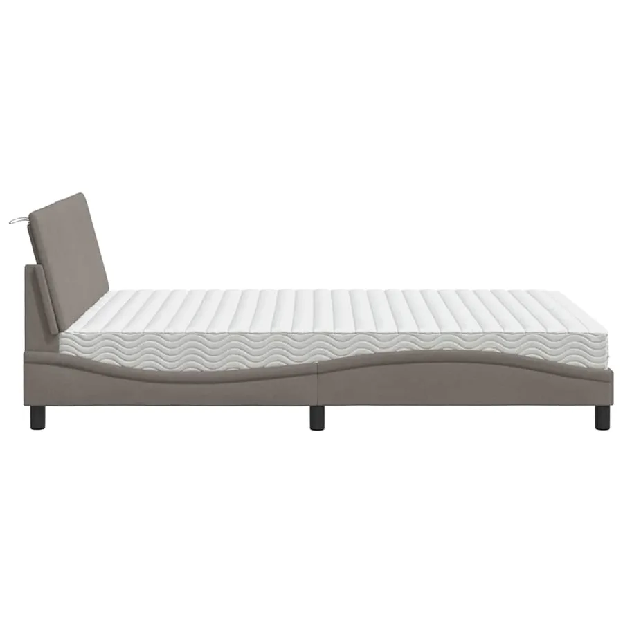 Lit avec matelas Hanko taupe 140x200 cm tissu - 6