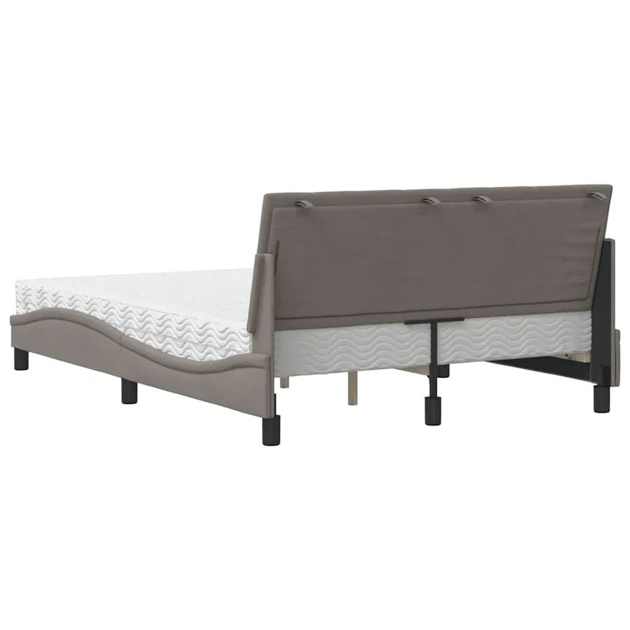 Lit avec matelas Hanko taupe 140x200 cm tissu - 7