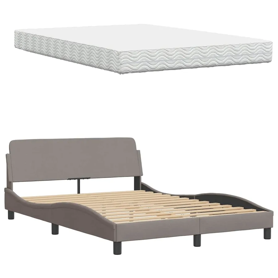 Lit avec matelas Hanko taupe 140x200 cm tissu - 8