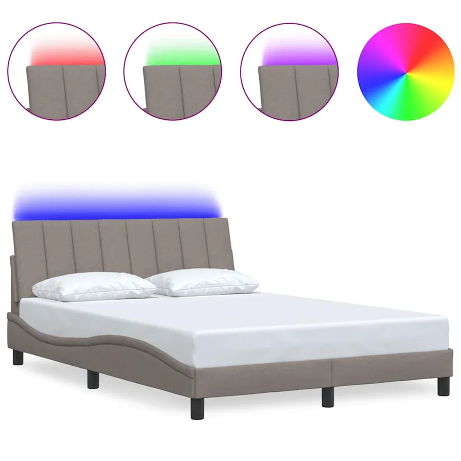 Cadre de lit sans matelas Hanko taupe 140x190 cm tissu - 2