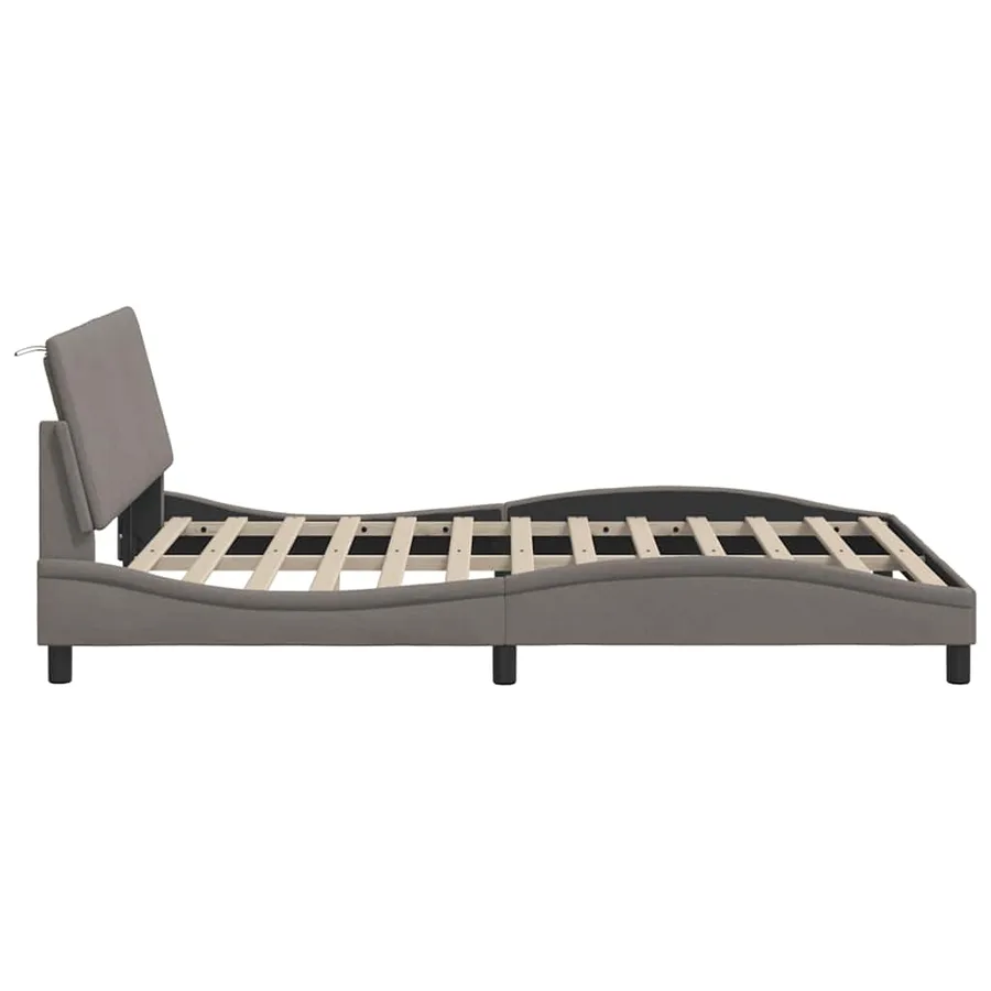 Cadre de lit sans matelas Hanko taupe 140x190 cm tissu - 9
