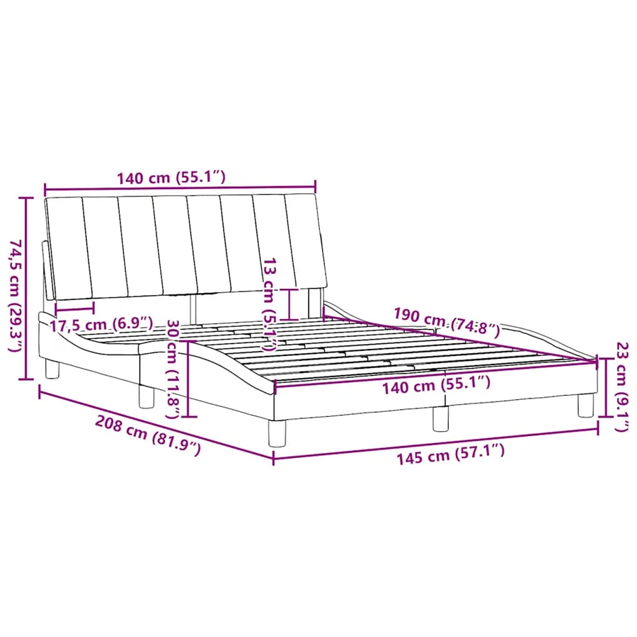 Cadre de lit sans matelas Hanko taupe 140x190 cm tissu - 13