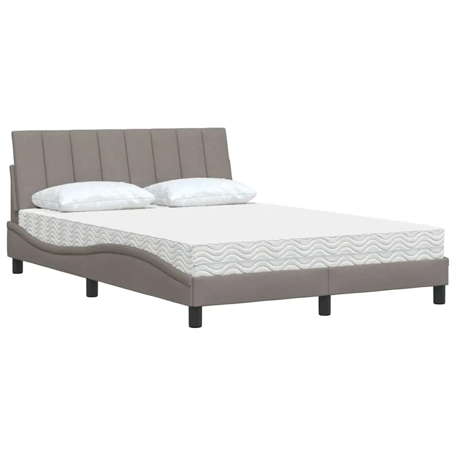 Lit avec matelas Hanko taupe 140x190 cm tissu - 4