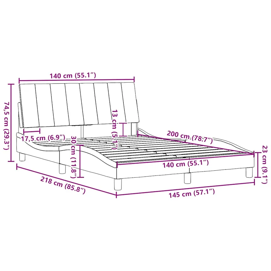 Cadre de lit sans matelas Hanko taupe 140x200 cm tissu - 13