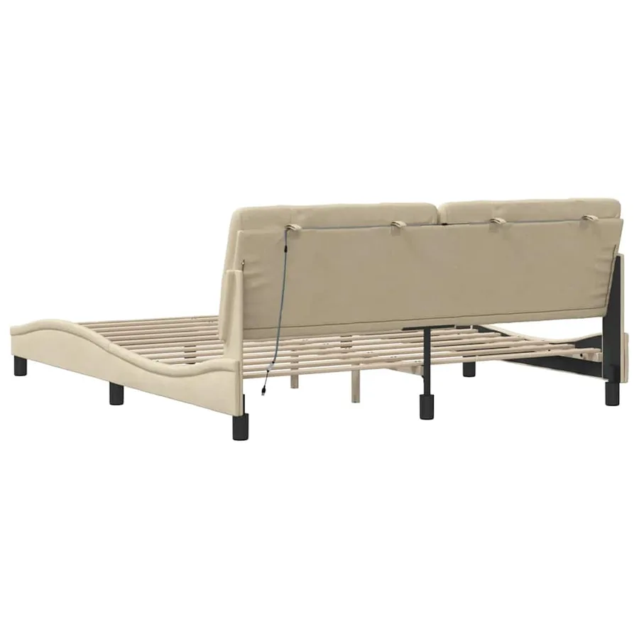 Cadre de lit avec LED sans matelas crème 180x200 cm tissu - 10