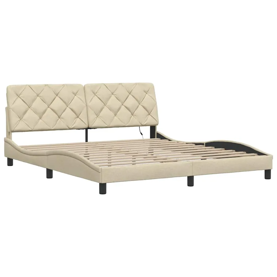 Cadre de lit avec LED sans matelas crème 180x200 cm tissu - 5