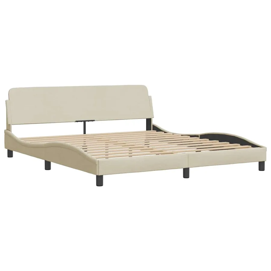Cadre de lit avec LED sans matelas crème 180x200 cm tissu - 7