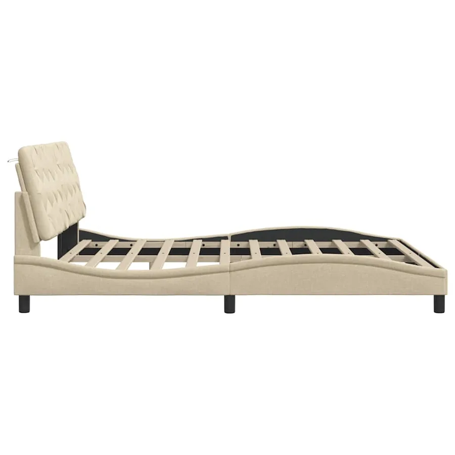 Cadre de lit avec LED sans matelas crème 180x200 cm tissu - 9