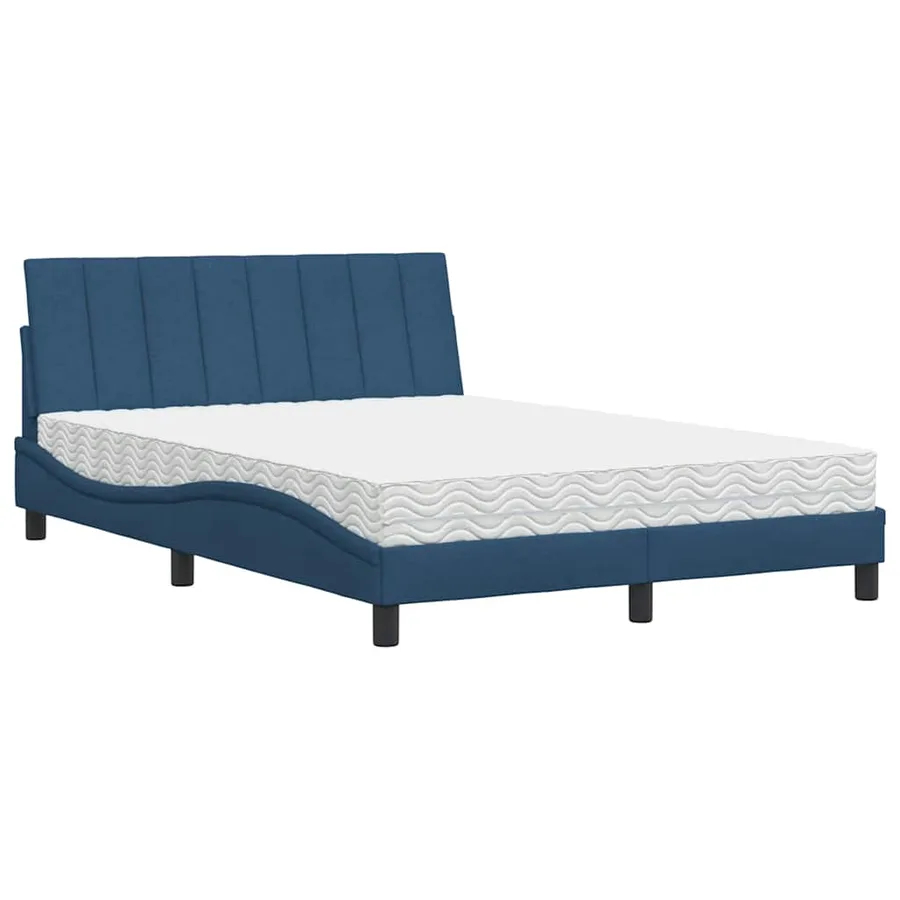 Lit avec matelas Hanko bleu 140x200 cm tissu - 2
