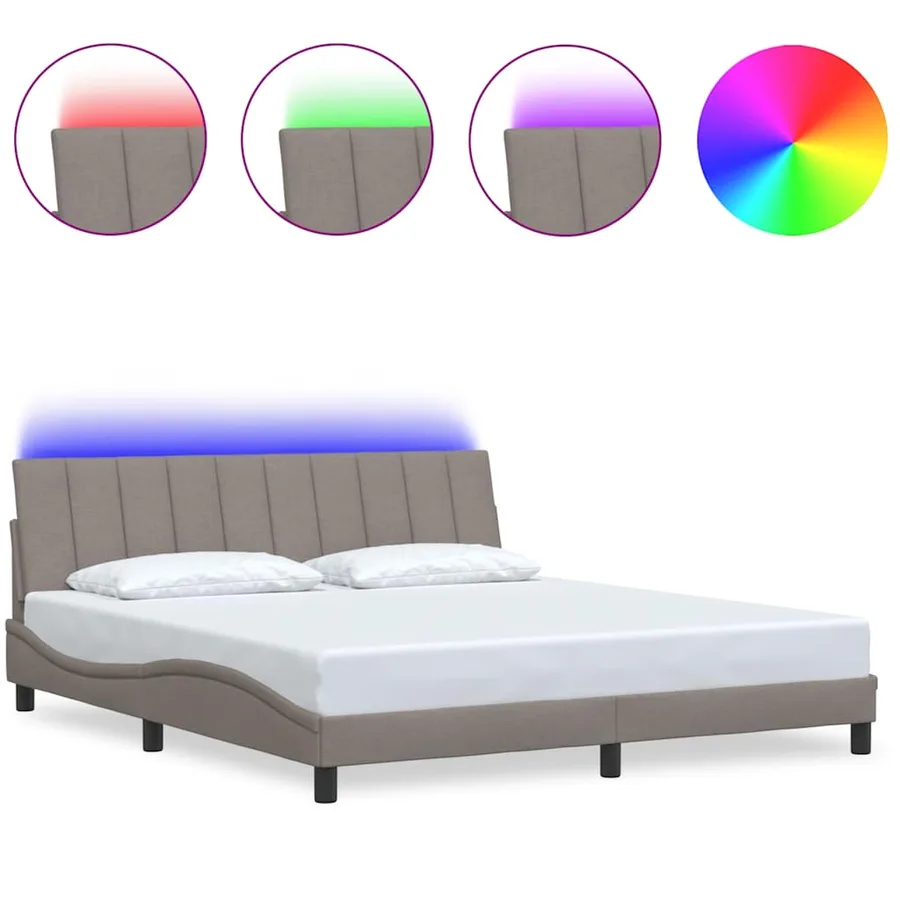 Cadre de lit sans matelas Hanko taupe 180x200 cm tissu - 2