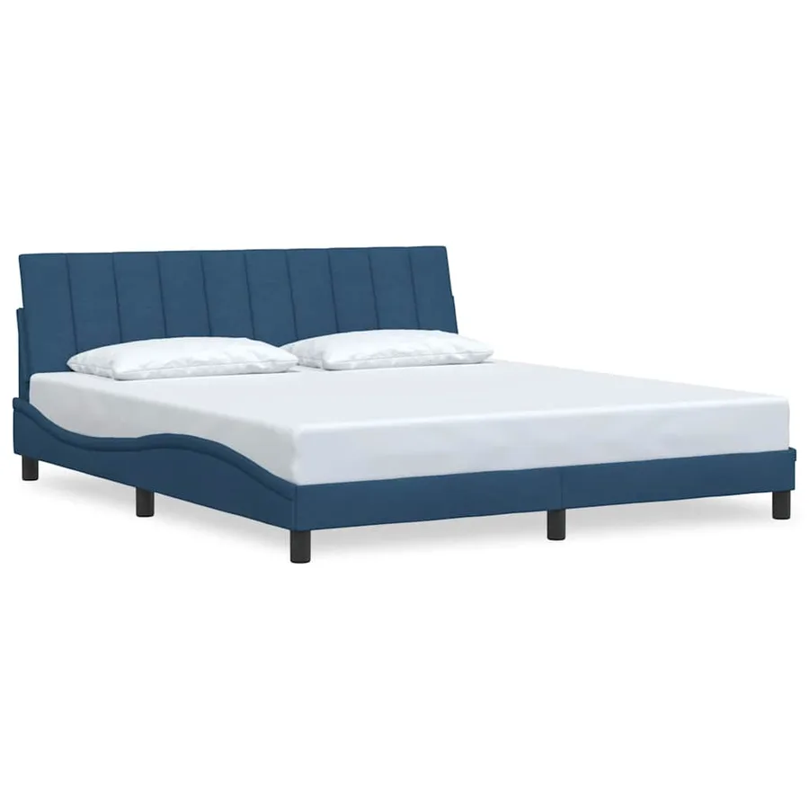 Cadre de lit sans matelas Hanko bleu 180x200 cm tissu - 2