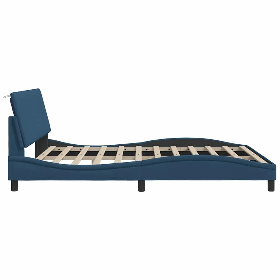 Cadre de lit sans matelas Hanko bleu 180x200 cm tissu - 8