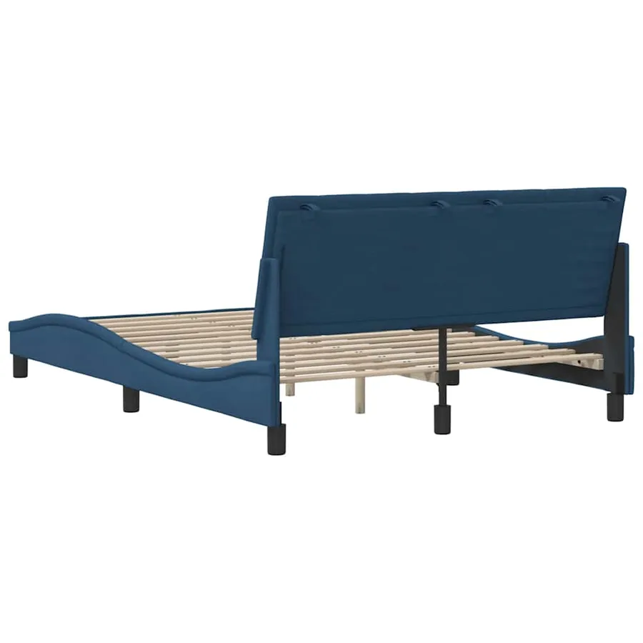 Cadre de lit sans matelas Hanko bleu 140x200 cm tissu - 9