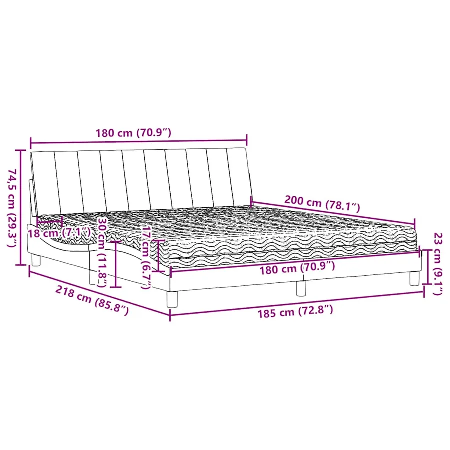 Lit avec matelas Hanko taupe 180x200 cm tissu - 14