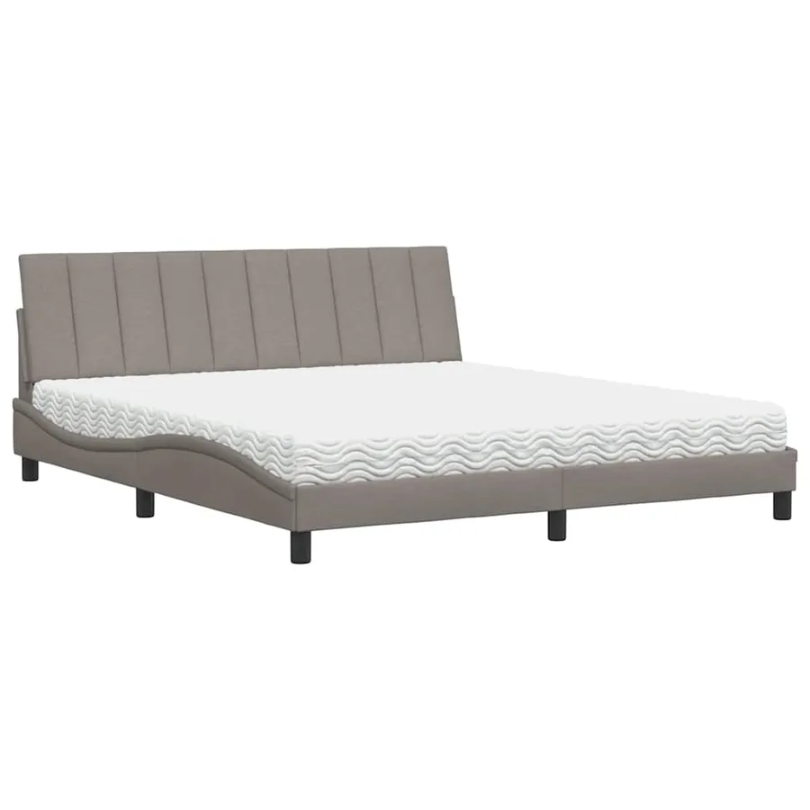 Lit avec matelas Hanko taupe 180x200 cm tissu - 2