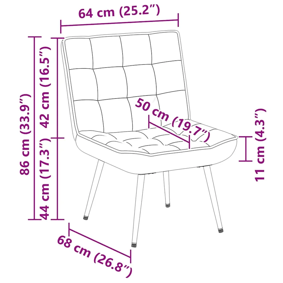 Chaise de relaxation crème 64x74x84 cm velours - 10