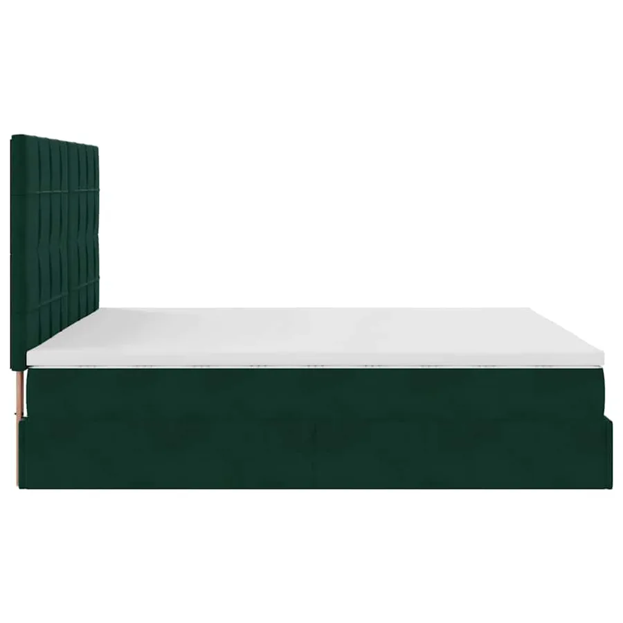 Cadre de lit ottoman avec matelas vert foncé 180x200cm velours - 8