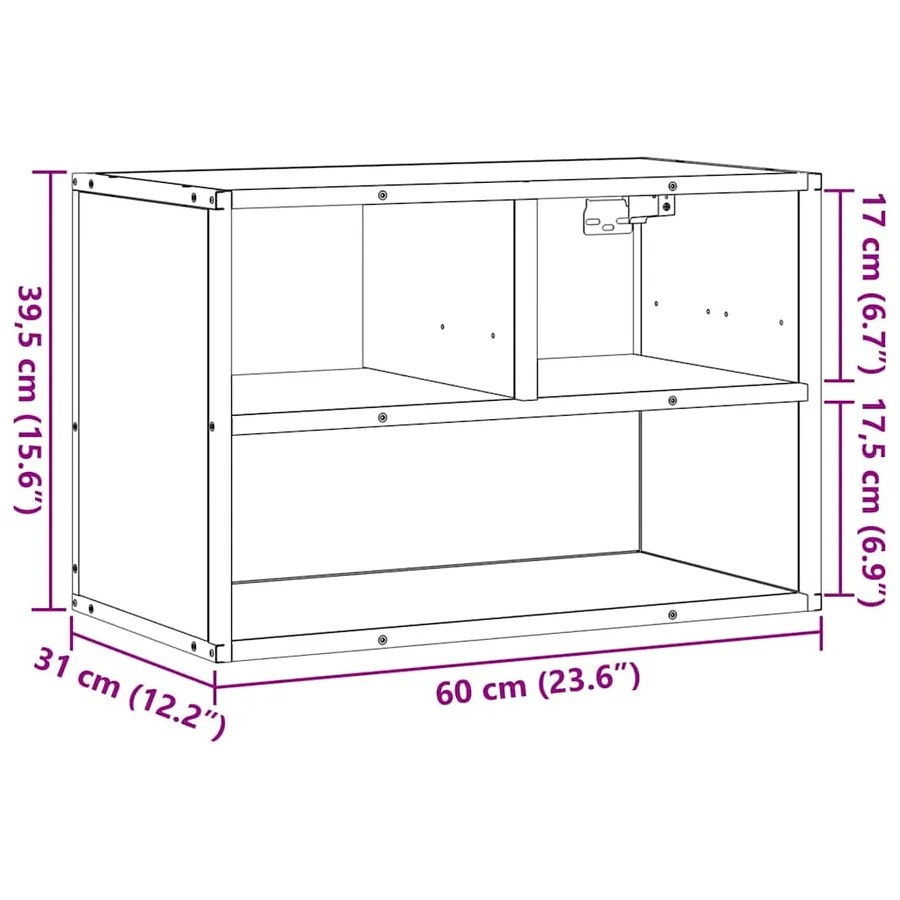 Meuble TV chêne sonoma 60x31x39,5 cm bois d'ingénierie et métal - 10