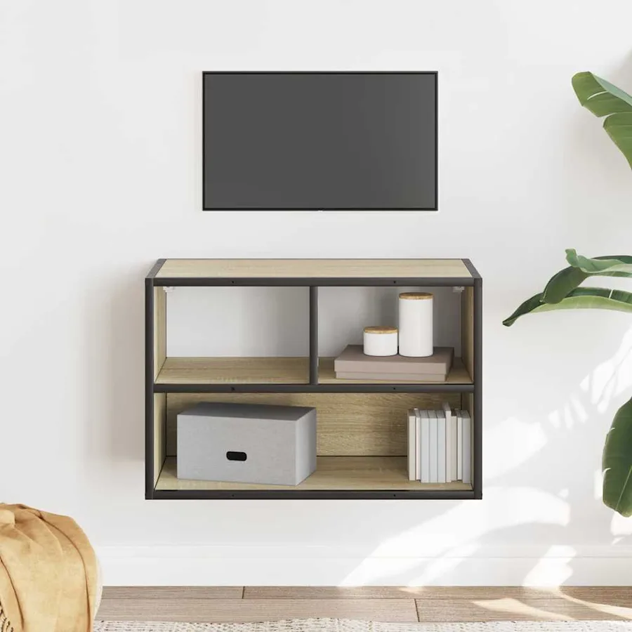 Meuble TV chêne sonoma 60x31x39,5 cm bois d'ingénierie et métal - 3
