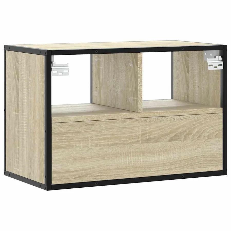 Meuble TV chêne sonoma 60x31x39,5 cm bois d'ingénierie et métal - 6