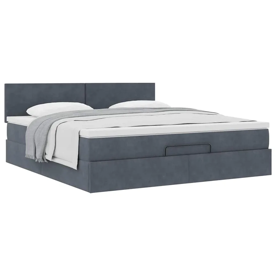 Cadre de lit ottoman avec matelas gris foncé 180x200 cm velours - 5