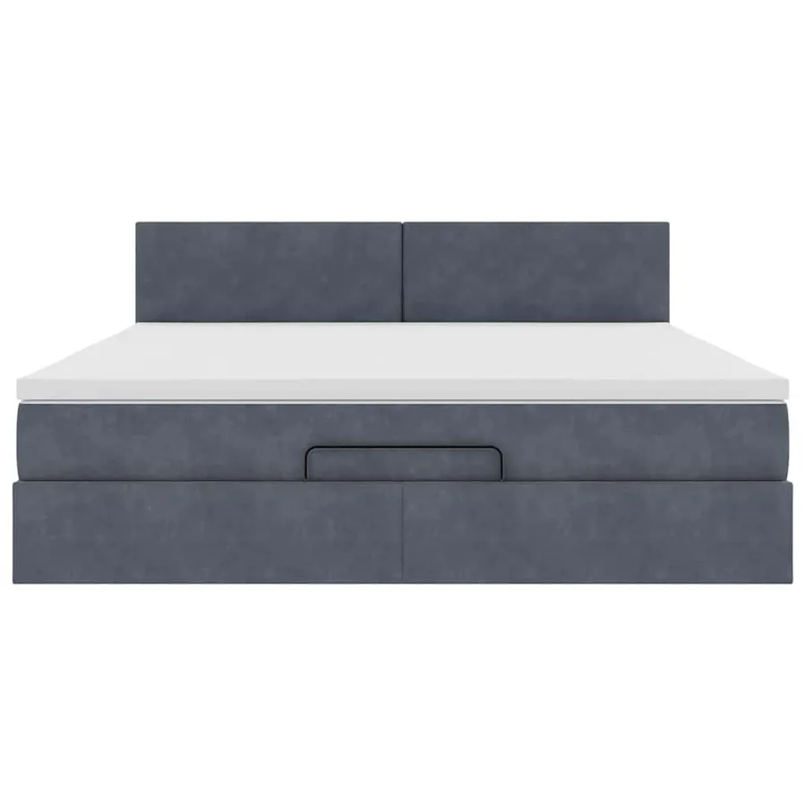 Cadre de lit ottoman avec matelas gris foncé 180x200 cm velours - 7