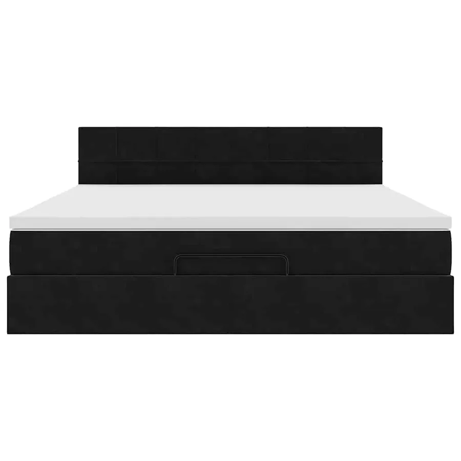 Cadre de lit ottoman avec matelas noir 180x200 cm velours - 5