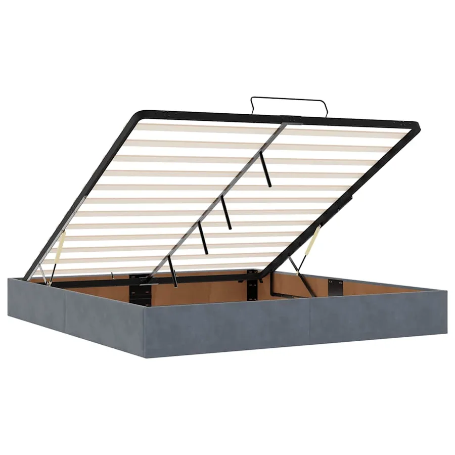 Cadre de lit ottoman avec matelas gris foncé 180x200cm velours - 10