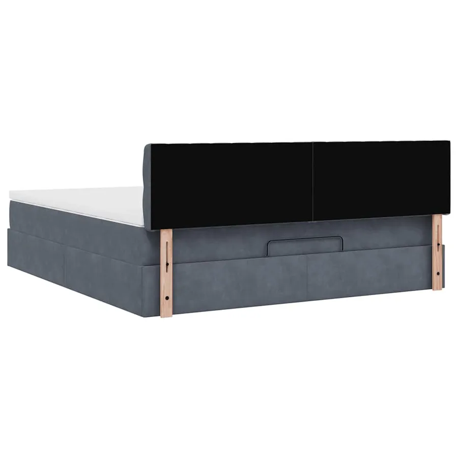 Cadre de lit ottoman avec matelas gris foncé 180x200 cm velours - 11