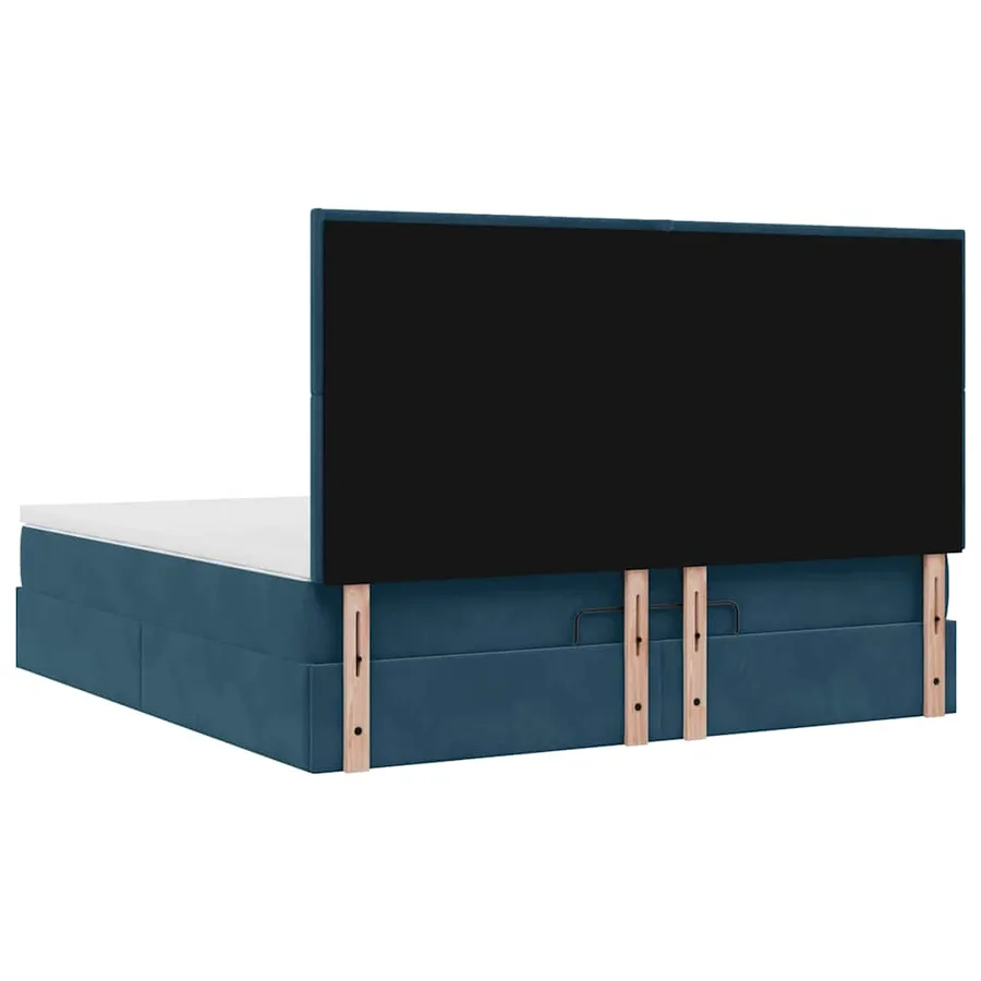 Cadre de lit ottoman avec matelas bleu foncé 180x200 cm velours - 9